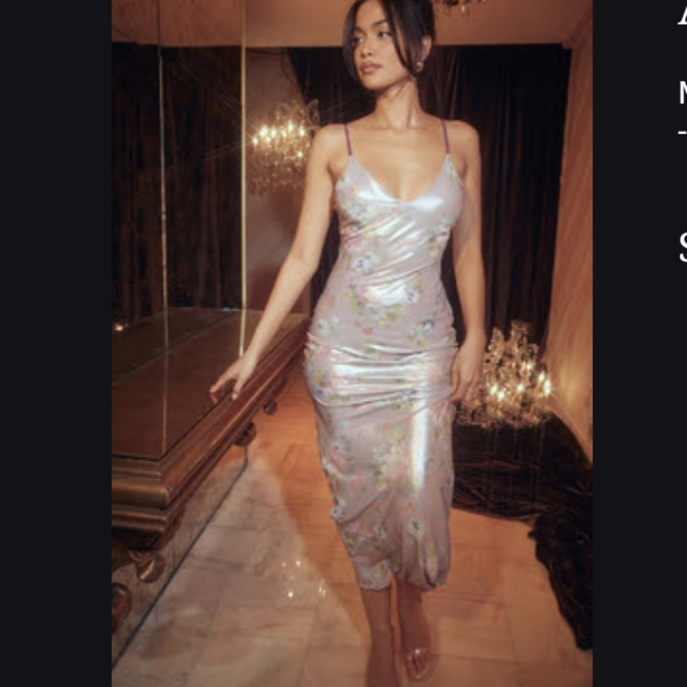 House of CB Pink Sheath Midi Dress Spaghetti Strap